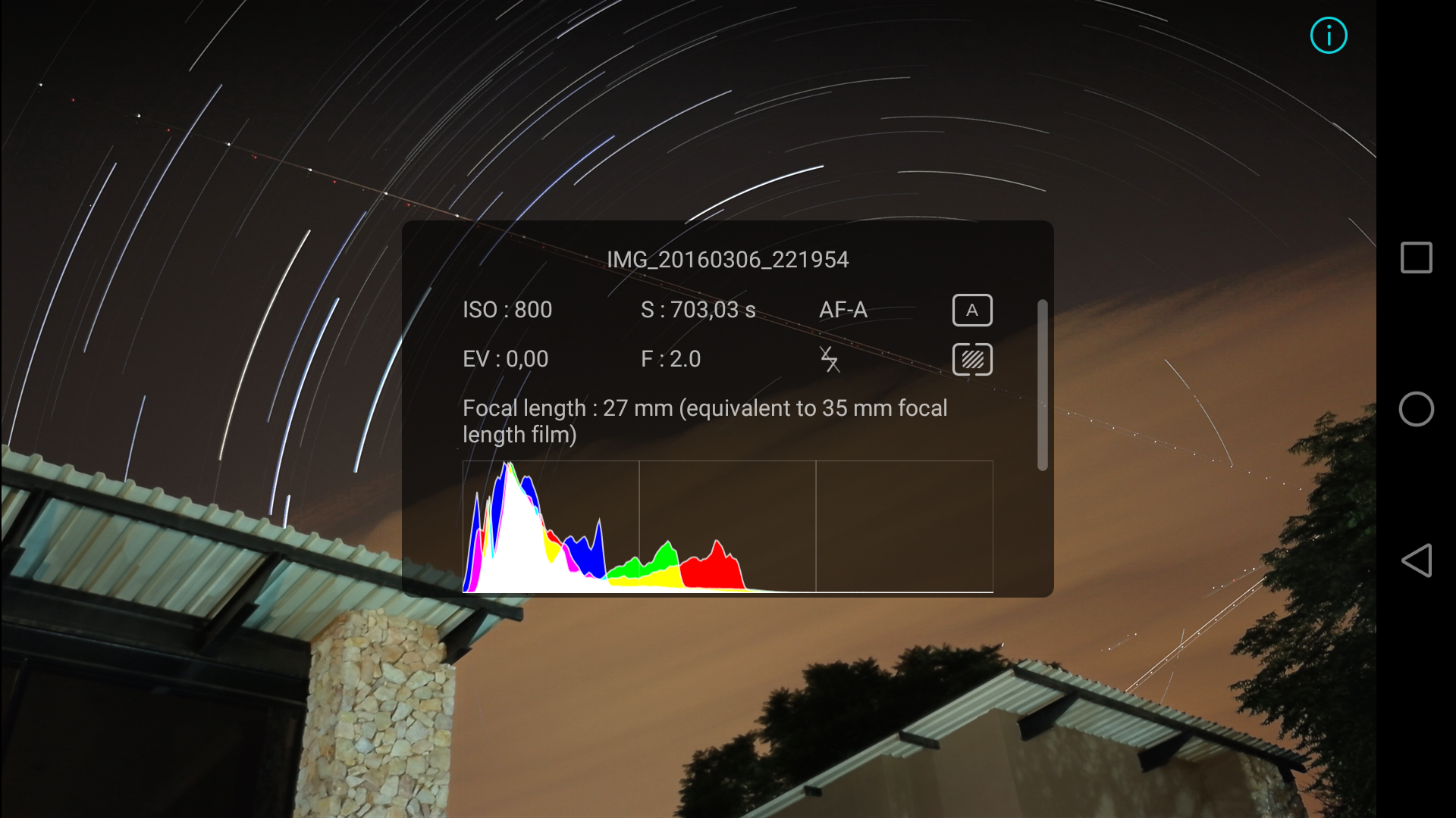 Huawei Mate 8 star trail image information