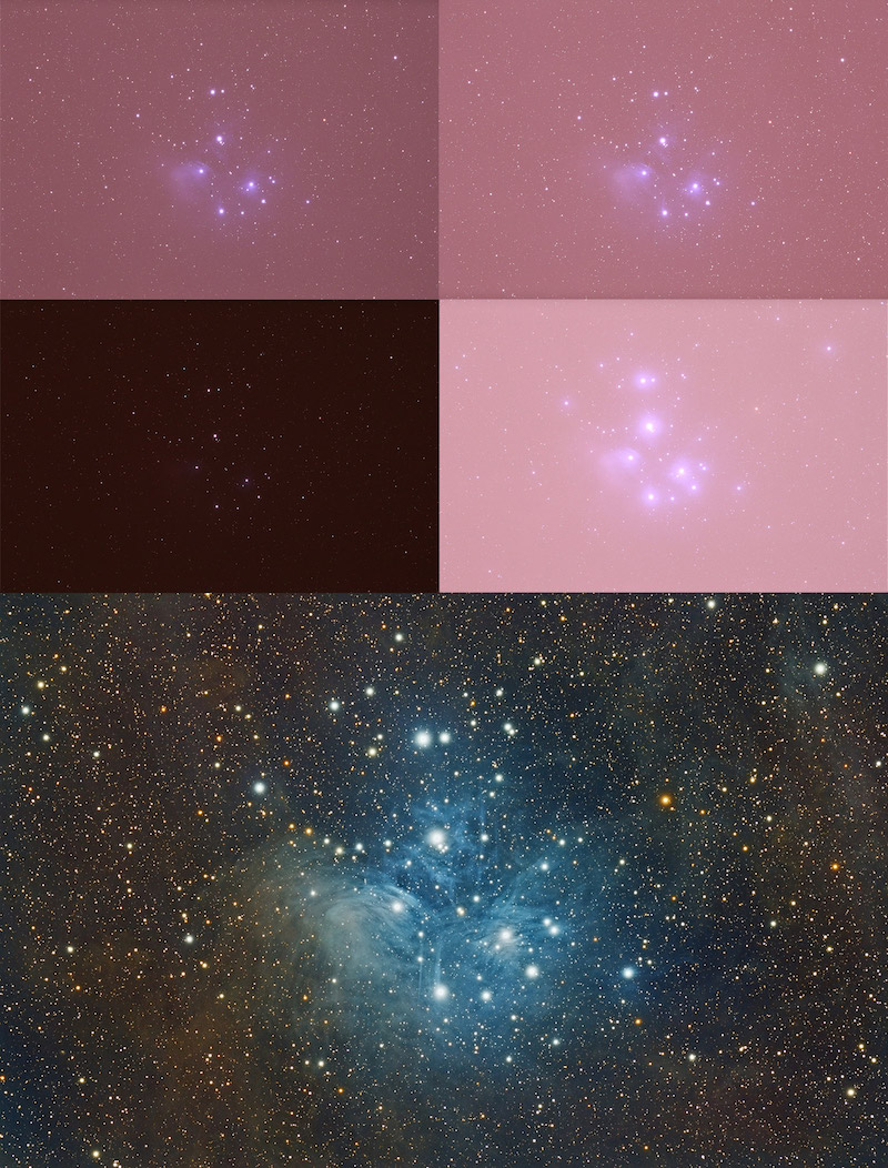 Kees Scherer – M45_10hr30m_30_240_360_600s_5groups_dss__DBE_DBE-back-col-scnr-tgvd-hist-curv-HDRMulti-LRGBcombi-BEFOREAFTER