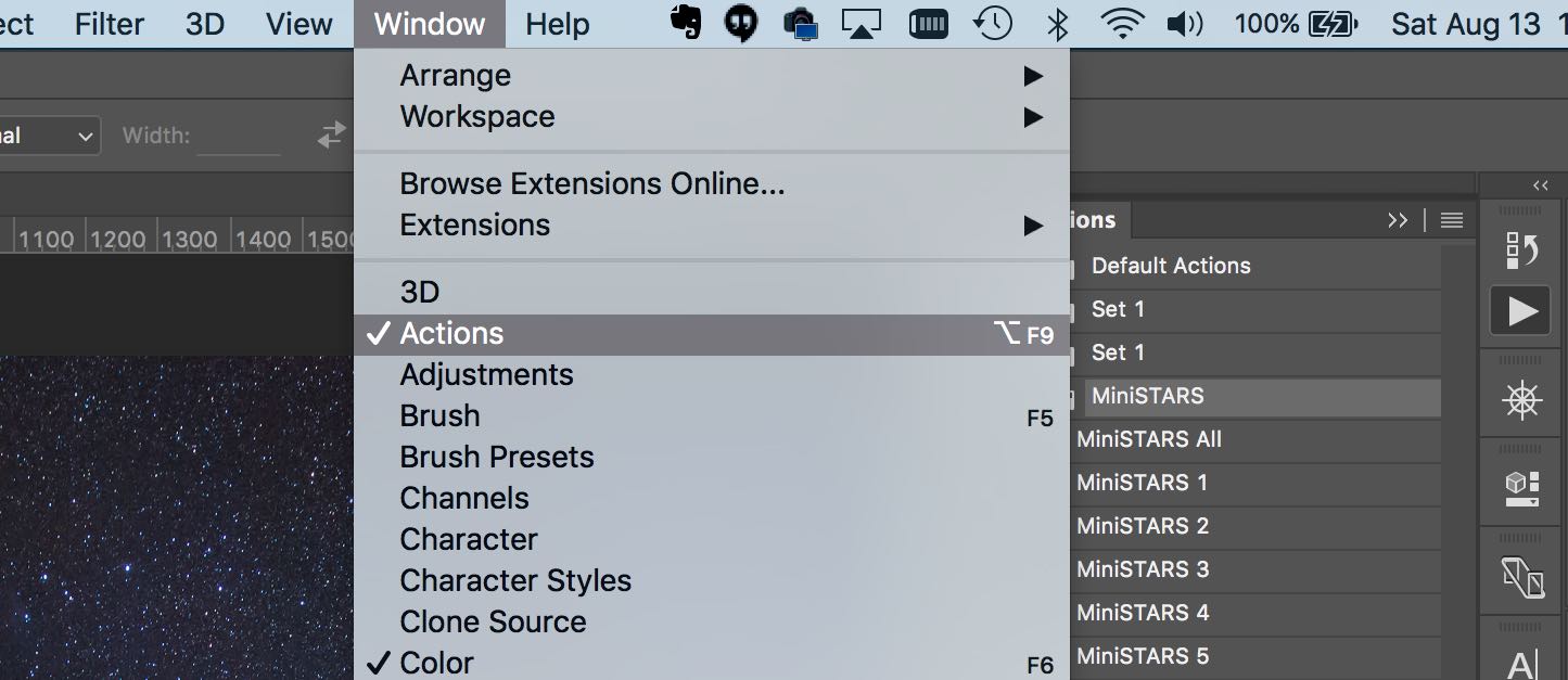 Photoshop actions window