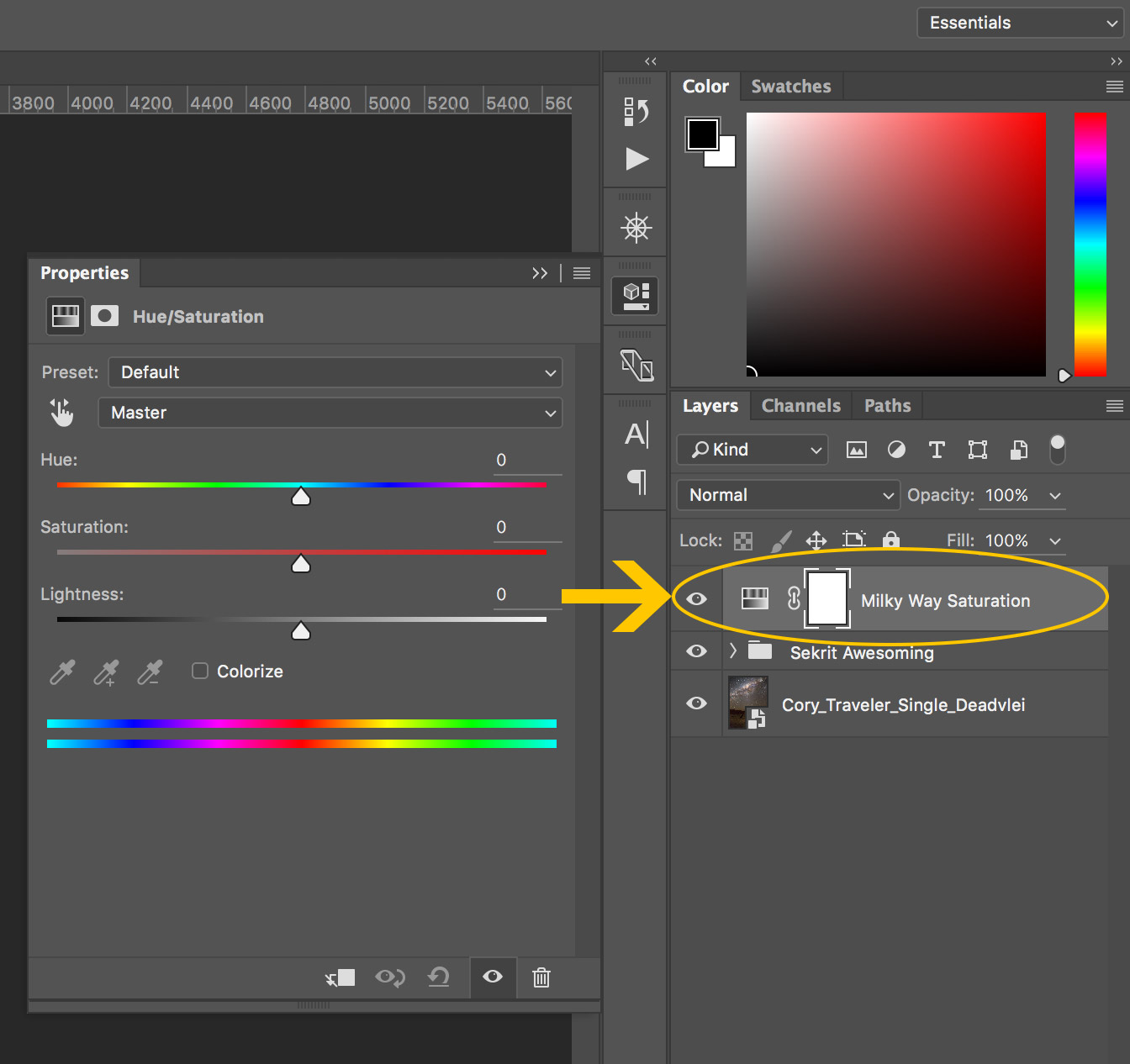 Saturation adjustment layer